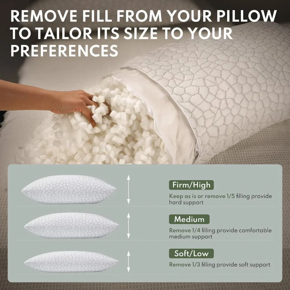 Cooling Shredded Memory Foam Pillow for Sleeping